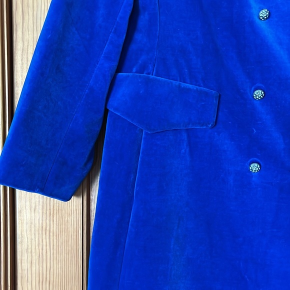 Vintage Rainmaster Velour Velvet Coat Electric Blue, Size Medium - Picture 7 of 9